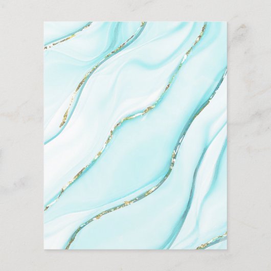 Papier Budget Turquoise Gold Agate Faire-part de mariage (Dos)