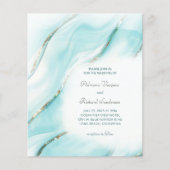 Papier Budget Turquoise Gold Agate Faire-part de mariage (Devant)