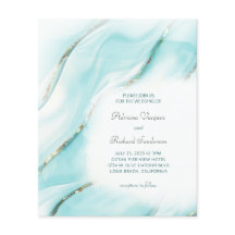 Budget Turquoise Gold Agate Faire-part de mariage