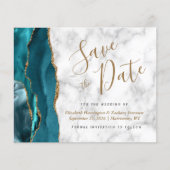 Papier Budget Turquoise Gold Agate Marbre Enregistrer la (Devant)