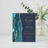 Papier Budget Turquoise Gold Agate Marine Blue Wedding In (Debout devant)