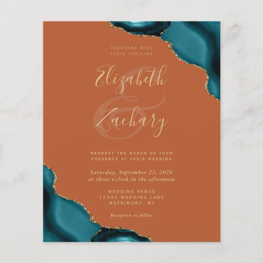 Papier Budget Turquoise Gold Agners Corners Rust Mariage (Devant)