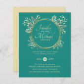Papier BUDGET Turquoise Gold Greenery Wreath Wedding Invi (Devant / Derrière)