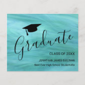 Papier Budget Turquoise Graduation Faire-part (Devant)