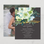 Papier Budget Turquoise Green Floral Gold Mariage photo (Devant / Derrière)