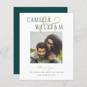 Papier BUDGET Turquoise Mariage vert PHOTO Merci (Devant / Derrière)