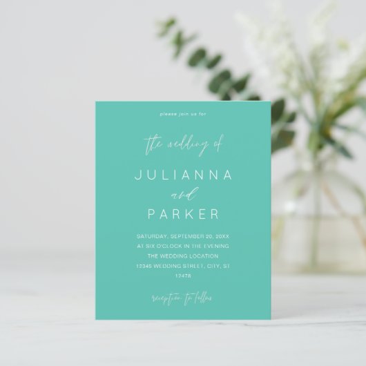 Papier Budget Turquoise MOD Calligraphy Mariage (Debout devant)