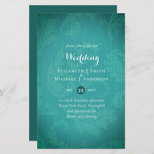 Papier BUDGET Turquoise Mystique Mariage Invitation (Devant / Derrière)