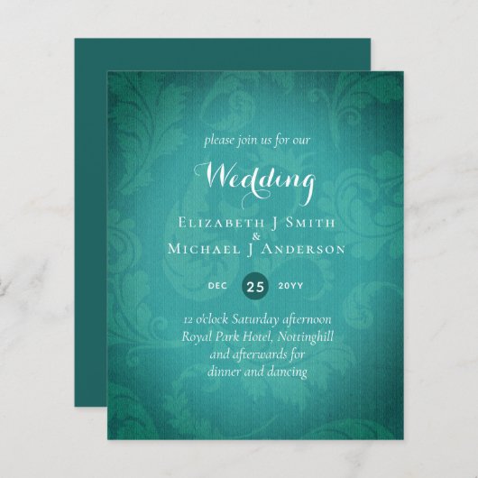 Papier BUDGET Turquoise Mystique Mariage Invitation (Devant / Derrière)