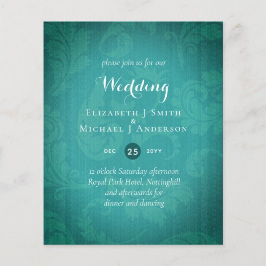 Papier BUDGET Turquoise Mystique Mariage Invitation (Devant)