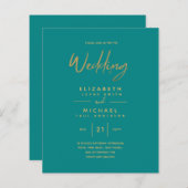 Papier Budget Turquoise or moderne simple Faire-part de m (Devant / Derrière)