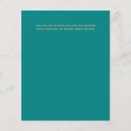 Papier Budget Turquoise or moderne simple Faire-part de m (Dos)