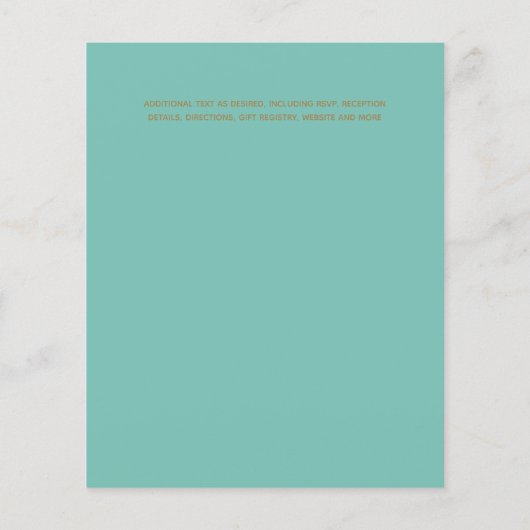Papier Budget Turquoise or moderne simple Faire-part de m (Dos)