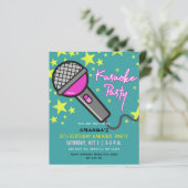 Papier Budget Turquoise Pink Kids Karaoke Party Invitatio (Debout devant)