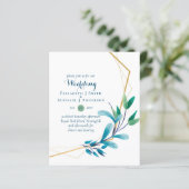Papier BUDGET Turquoise Purple Gold Wreath Wedding Invita (Debout devant)