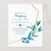 Papier BUDGET Turquoise Purple Gold Wreath Wedding Invita (Devant)