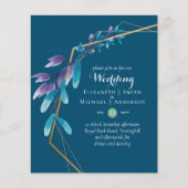 Papier BUDGET Turquoise Purple Gold Wreath Wedding Invita (Devant)