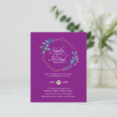 Papier BUDGET Turquoise Purple Gold Wreath Wedding Invita (Debout devant)