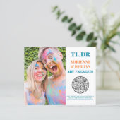 Papier Budget Turquoise QR Code Fun Photo Fiançailles (Debout devant)
