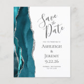 Papier Budget Turquoise Silver Agate Enregistrer la date (Devant)