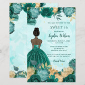 Papier Budget Turquoise Turquoise Gold Princess Sweet 16 (Devant / Derrière)