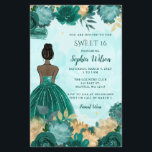 Papier Budget Turquoise Turquoise Gold Princess Sweet 16<br><div class="desc">Budget Elégant Turquoise Turquoise Or Floral Princess Sweet 16 Invitation</div>