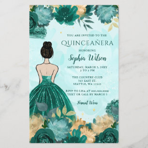 Papier Budget Turquoise Turquoise Gold Princesse Quinceañ