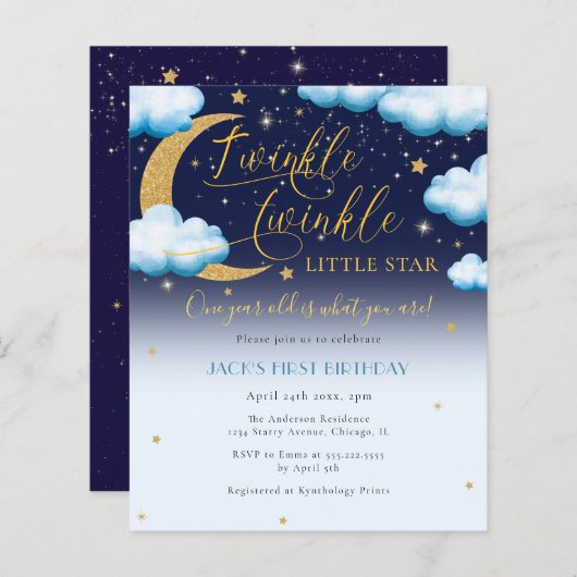 Papier Budget Twinkle Little Star Blue Boy Premier annive (Devant / Derrière)