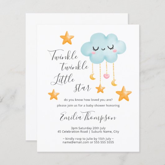 Papier Budget Twinkle Twinkle Little Star Baby shower (Devant / Derrière)