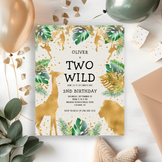 Papier Budget Two Wild Ecru Gold 2e Invitation d'annivers