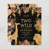 Papier Budget Two Wild Pink Black 2e Invitation d'anniver (Devant / Derrière)