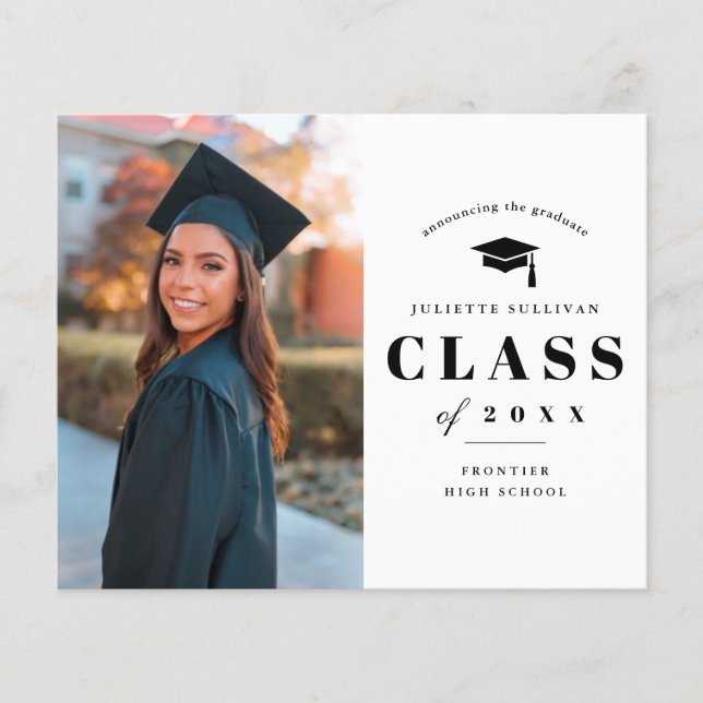 Papier Budget Type minimal Photo Graduation Invitation (Devant)
