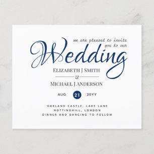 Papier Budget TYPOGRAHY Mariage Invite - Marine Blue