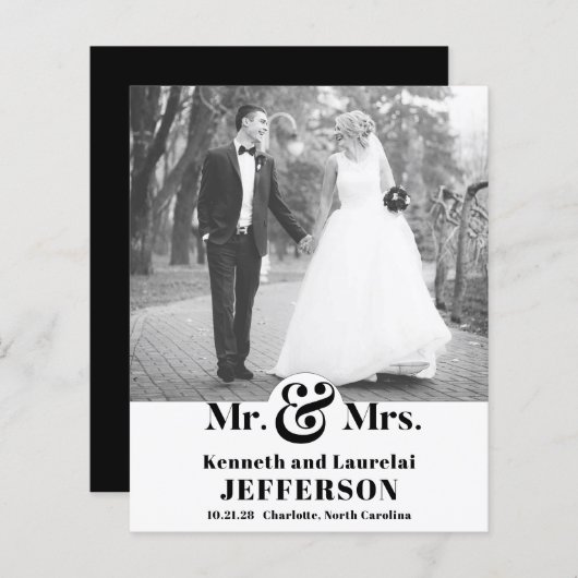 Papier BUDGET Typographie moderne Mariage photo (Devant / Derrière)