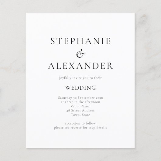 Papier Budget Typographie moderne QR Code Mariage Invitat (Devant)