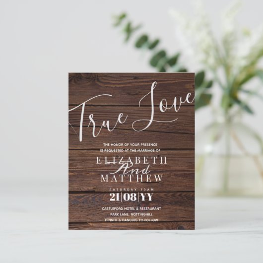 Papier Budget Typographie Rustique Faire-part de mariage  (Debout devant)