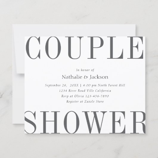 Papier BUDGET Typographie simple Gris Couple Douche nupti (Devant)