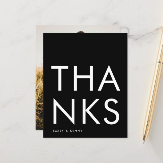 Papier Budget Ultra Moderne Grand Monogramme Merci (Devant/Arrière en situation)