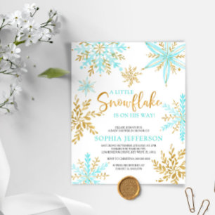 Papier BUDGET Un petit Baby shower de neige Invitation