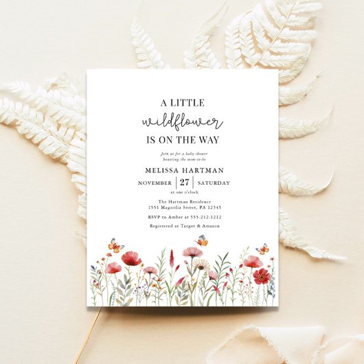 Papier Budget Un Petit Baby shower Fleur sauvage Invitati