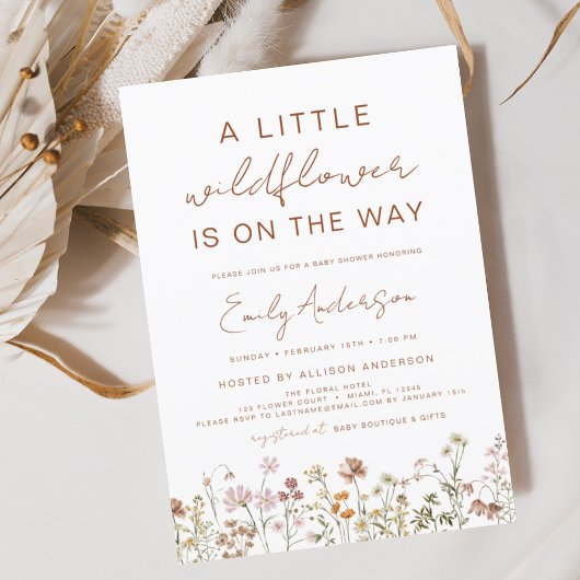 Papier Budget Un Petit Baby shower Fleur sauvage Invitati