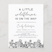 Papier Budget Un Petit Baby shower Fleur sauvage Invitati (Devant)