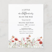 Papier Budget Un Petit Baby shower Fleur sauvage Invitati (Devant)