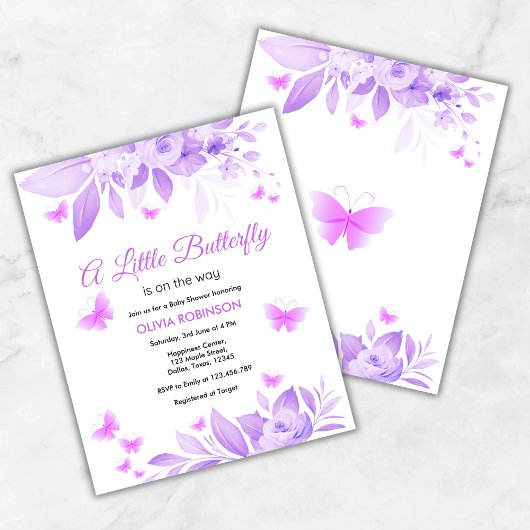Papier Budget Un Petit Baby shower Papillon Invitation