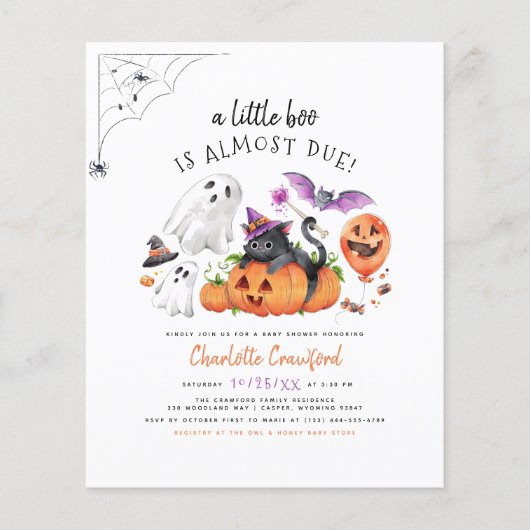 Papier Budget Un Petit Boo Cute Chat Halloween Baby showe (Devant)