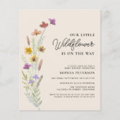 Papier Budget Un Petit Fleur sauvage Boho Baby shower Inv (Devant)