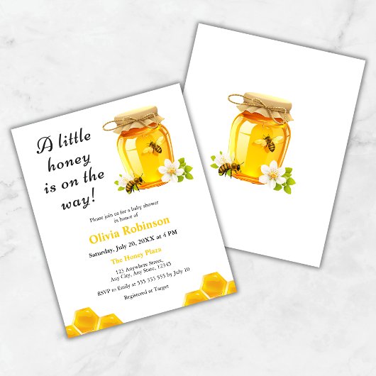 Papier Budget Un Petit Miel Abeille Baby shower Invitatio