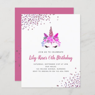 Papier BUDGET Unicorn Face Parties scintillant Anniversai