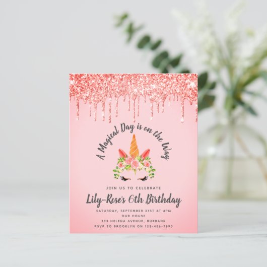 Papier BUDGET Unicorn Face Parties scintillant Anniversai (Debout devant)