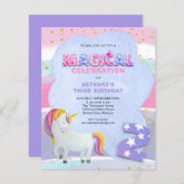 Papier Budget Unicorn Magique 3ème anniversaire Invitatio (Devant / Derrière)
